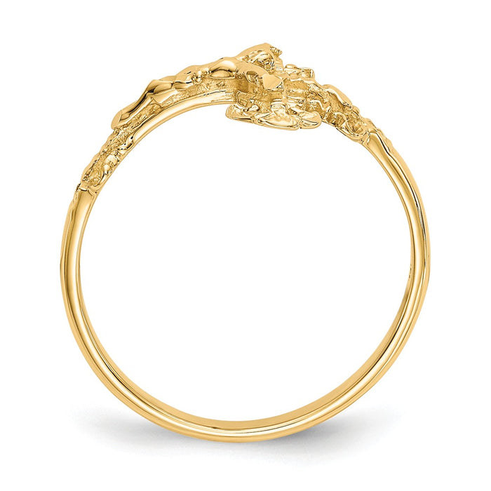 14k Yellow Gold Diamond-cut Crucifix Ring, Size: 6