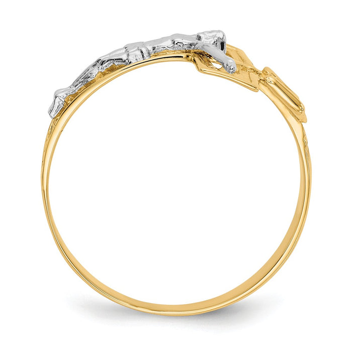 14K Two-Tone Gold Crucifix Men's Ring, Size: 10