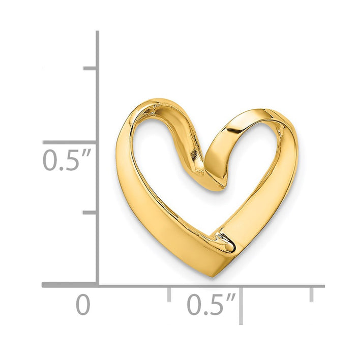 Million Charms 14K Yellow Gold Themed Polished Heart Chain Slide