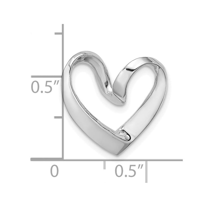 Million Charms 14K White Gold Themed Polished Heart Chain Slide