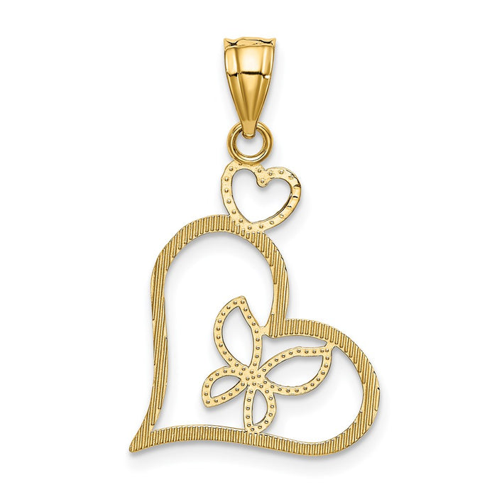 Million Charms 14K Yellow Gold Themed, Rhodium-plated Butterfly In Heart Pendant