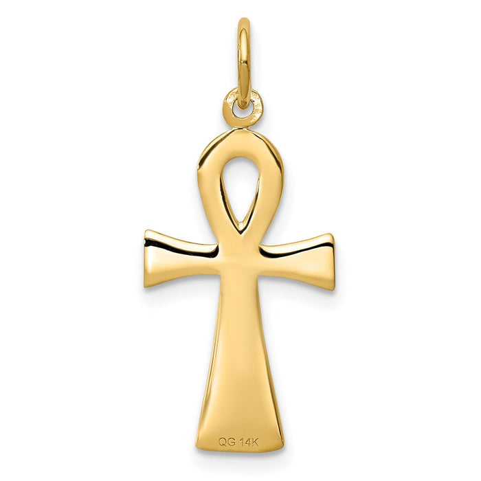 Million Charms 14K Yellow Gold Themed Ankh Relgious Cross Charm