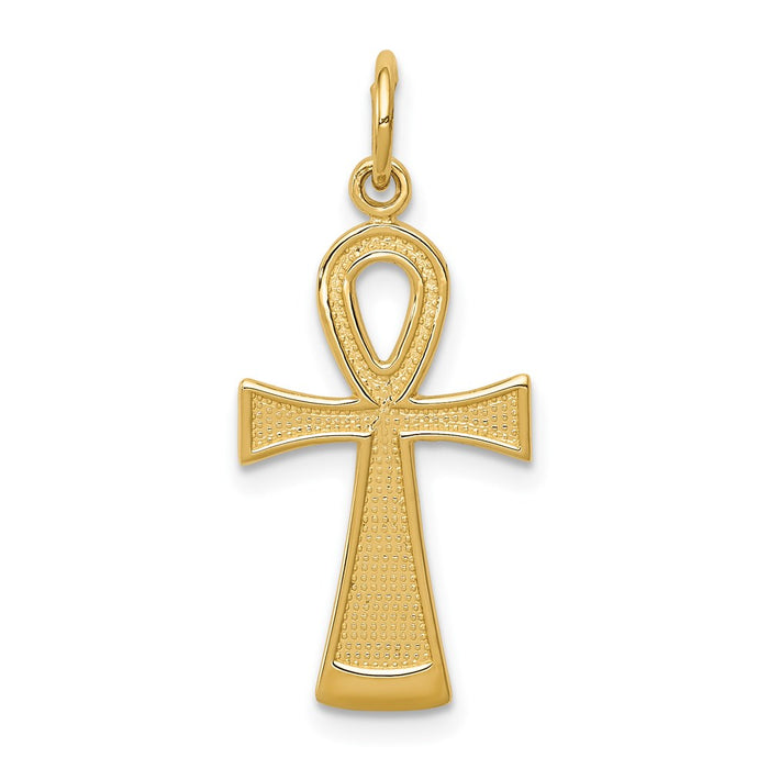 Million Charms 14K Yellow Gold Themed Ankh Relgious Cross Charm