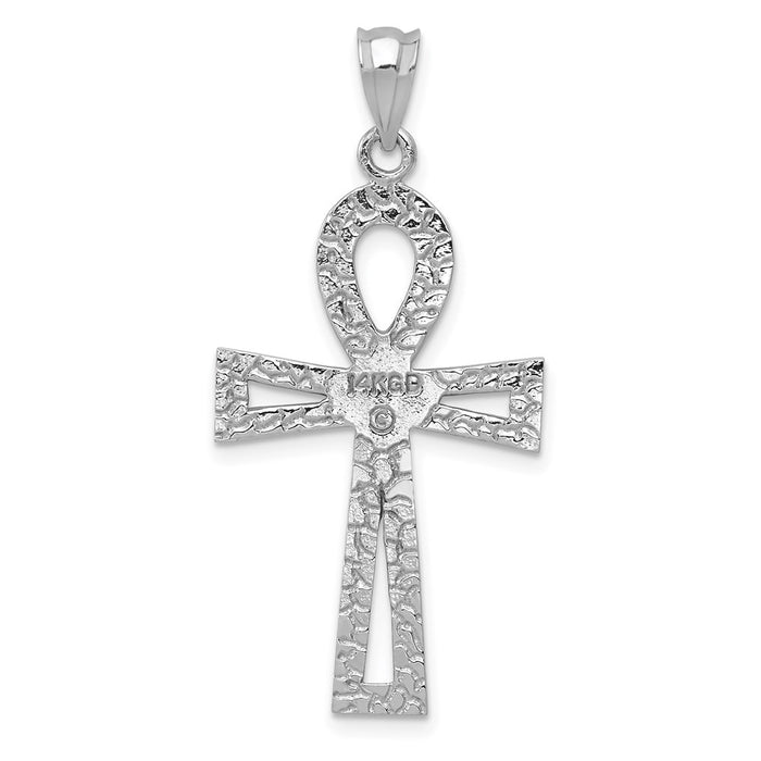 Million Charms 14K White Gold Themed Ankh Relgious Cross Pendant