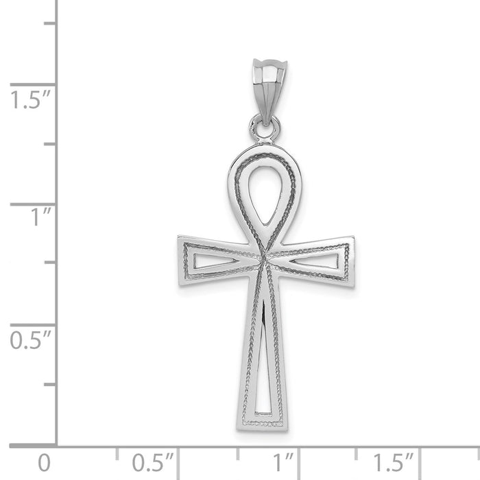 Million Charms 14K White Gold Themed Ankh Relgious Cross Pendant