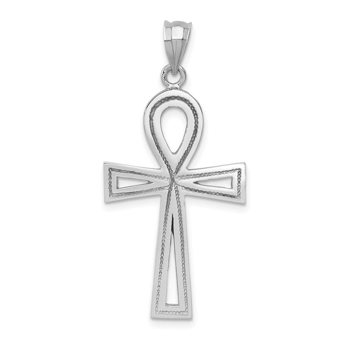 Million Charms 14K White Gold Themed Ankh Relgious Cross Pendant