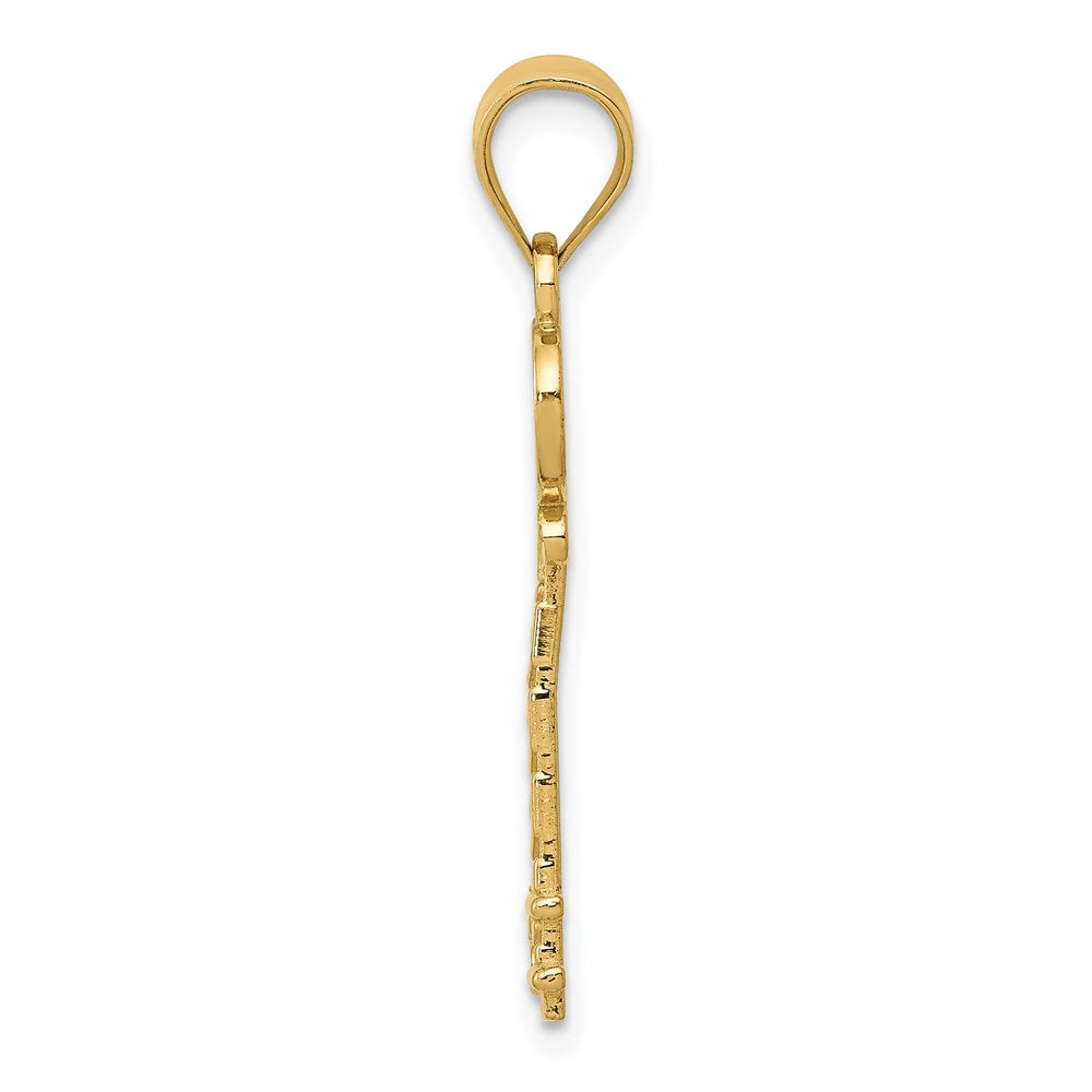 Million Charms 14K Yellow Gold Themed Diamond-Cut Key Pendant