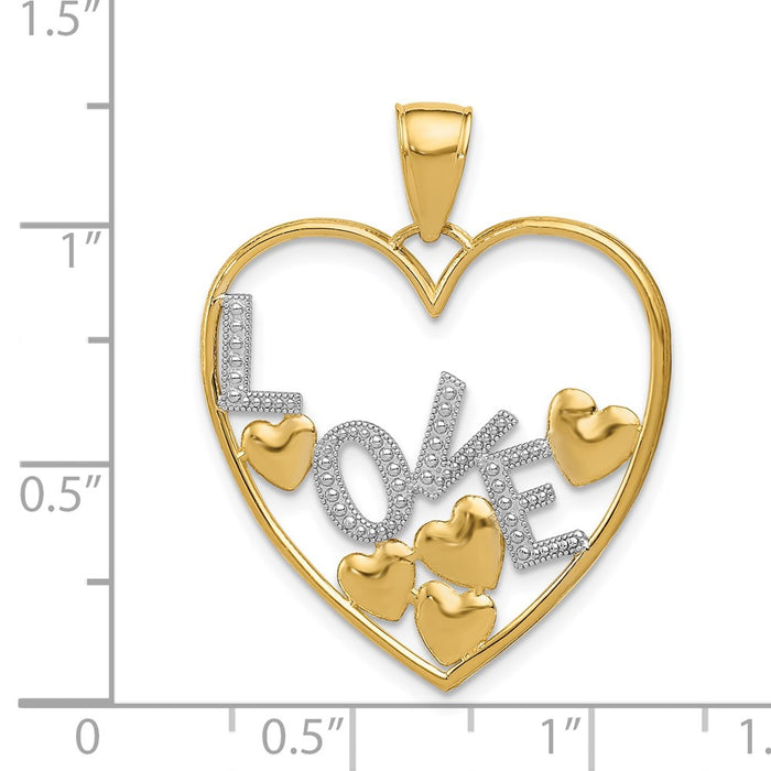 Million Charms 14K Yellow Gold Themed, Rhodium-plated Love, Floating Hearts Pendant