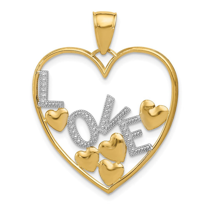 Million Charms 14K Yellow Gold Themed, Rhodium-plated Love, Floating Hearts Pendant