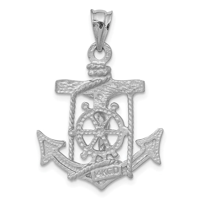 Million Charms 14K White Gold Themed Mariners Relgious Cross Pendant