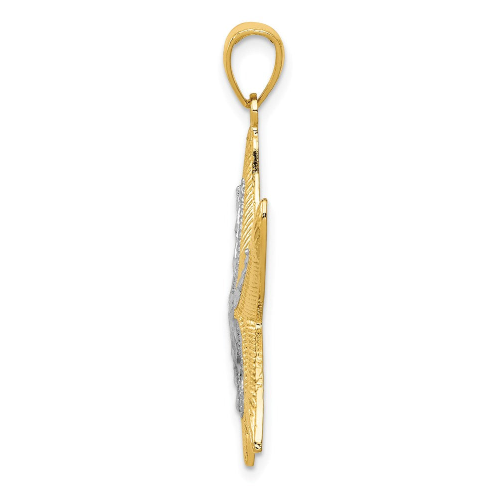 Million Charms 14K Yellow Gold Themed, Rhodium-plated Nautical Starfish Pendant