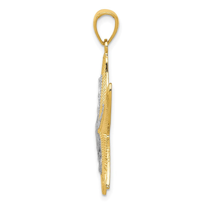 Million Charms 14K Yellow Gold Themed, Rhodium-plated Nautical Starfish Pendant