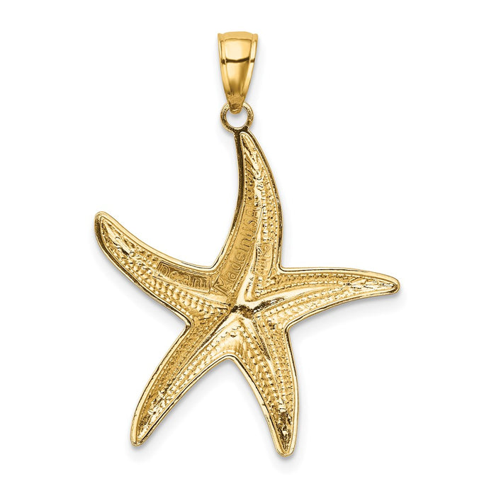 Million Charms 14K Yellow Gold Themed, Rhodium-plated Nautical Starfish Pendant