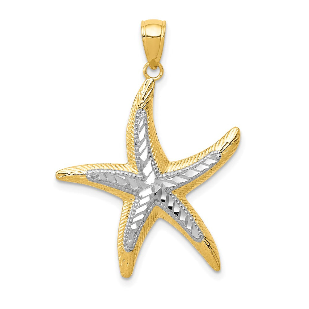 Million Charms 14K Yellow Gold Themed, Rhodium-plated Nautical Starfish Pendant