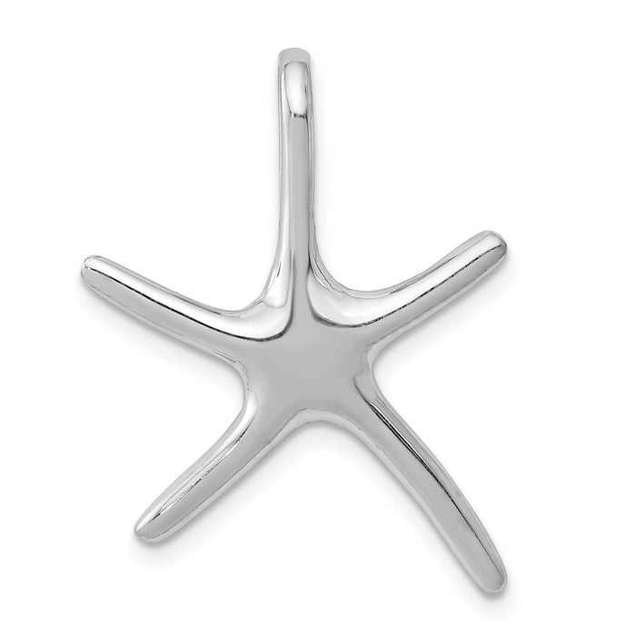 Million Charms 14K White Gold Themed Large Dancing Nautical Starfish Slide Pendant