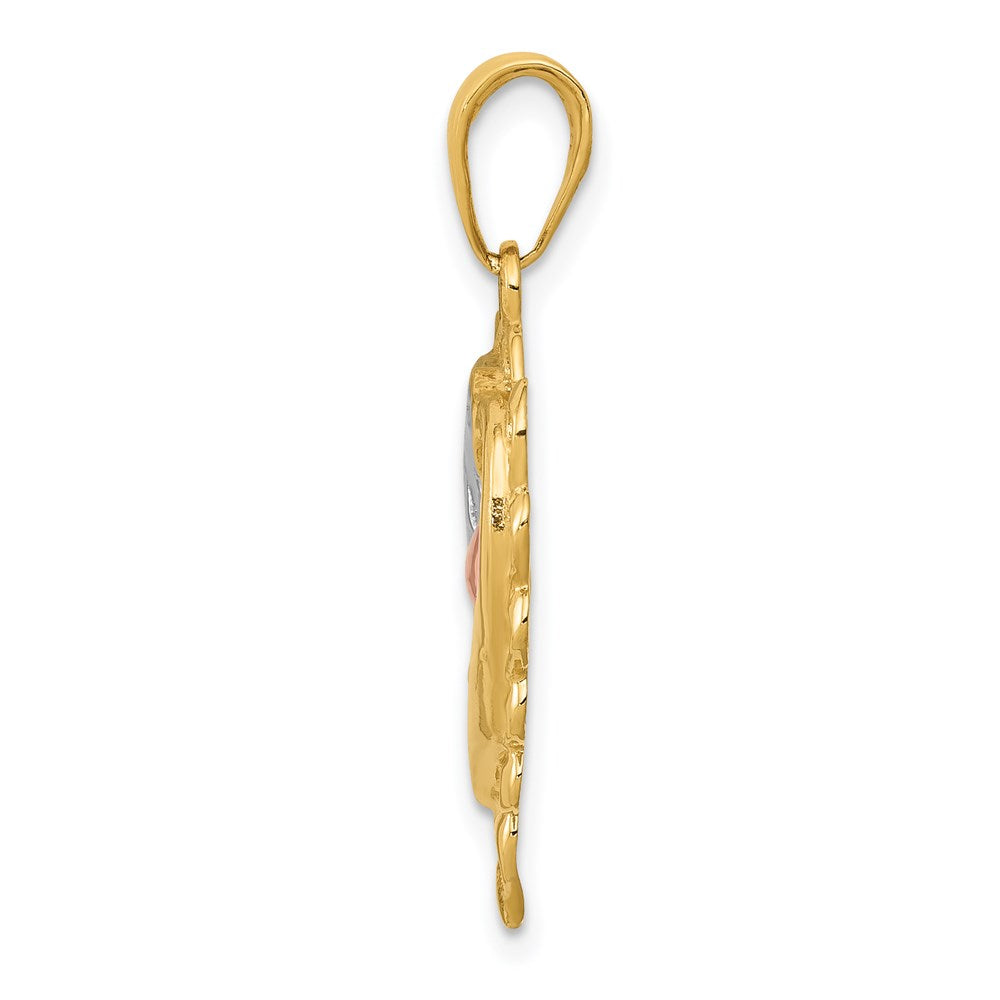 Million Charms 14K Two-Tone & Rhodium-plated Dolphins In Heart Pendant