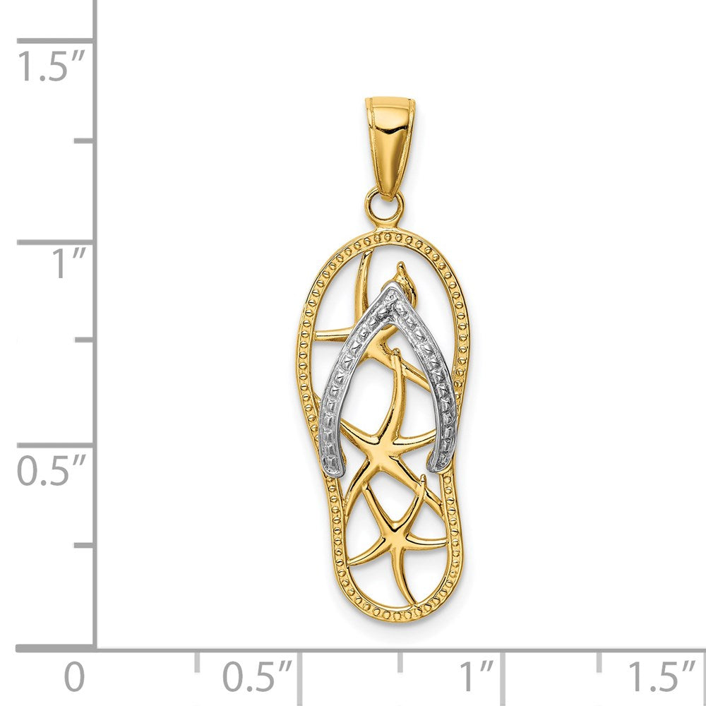 Million Charms 14K Two-Tone Gold Themed Nautical Starfish Flip-Flop Pendant
