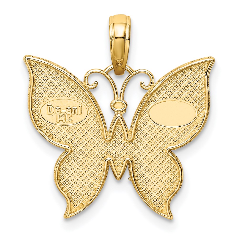 Million Charms 14K Yellow Gold Themed, Rhodium-plated Butterfly Pendant