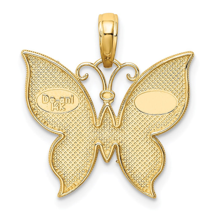 Million Charms 14K Yellow Gold Themed, Rhodium-plated Butterfly Pendant