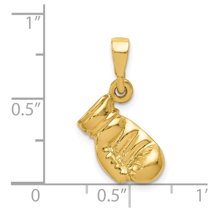 Million Charms 14K Yellow Gold Themed Sports Boxing Glove Pendant