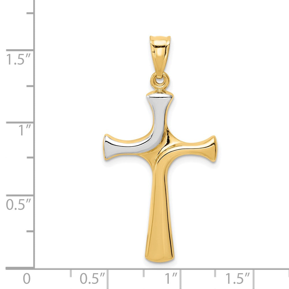 Million Charms 14K With Rhodium-plated Fancy Relgious Cross Pendant