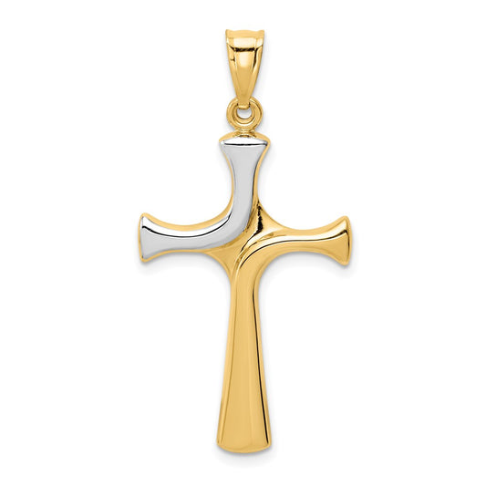 Million Charms 14K With Rhodium-plated Fancy Relgious Cross Pendant