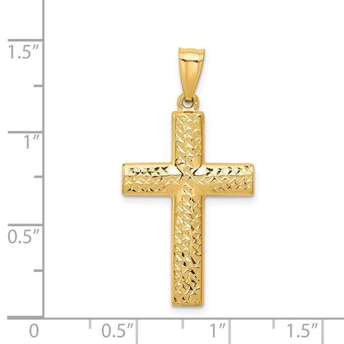 Million Charms 14K Yellow Gold Themed Reversible Relgious Cross Pendant