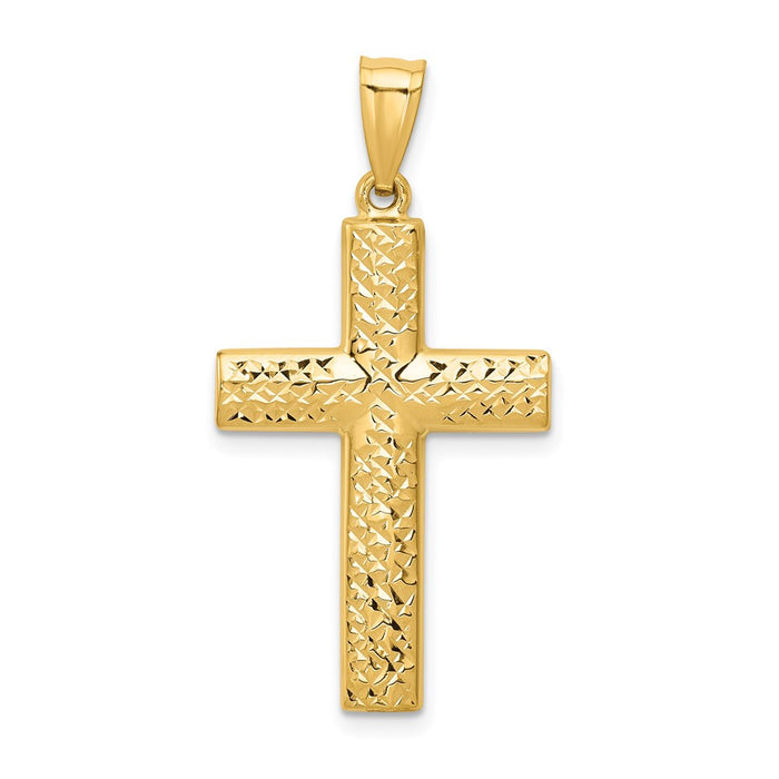 Million Charms 14K Yellow Gold Themed Reversible Relgious Cross Pendant