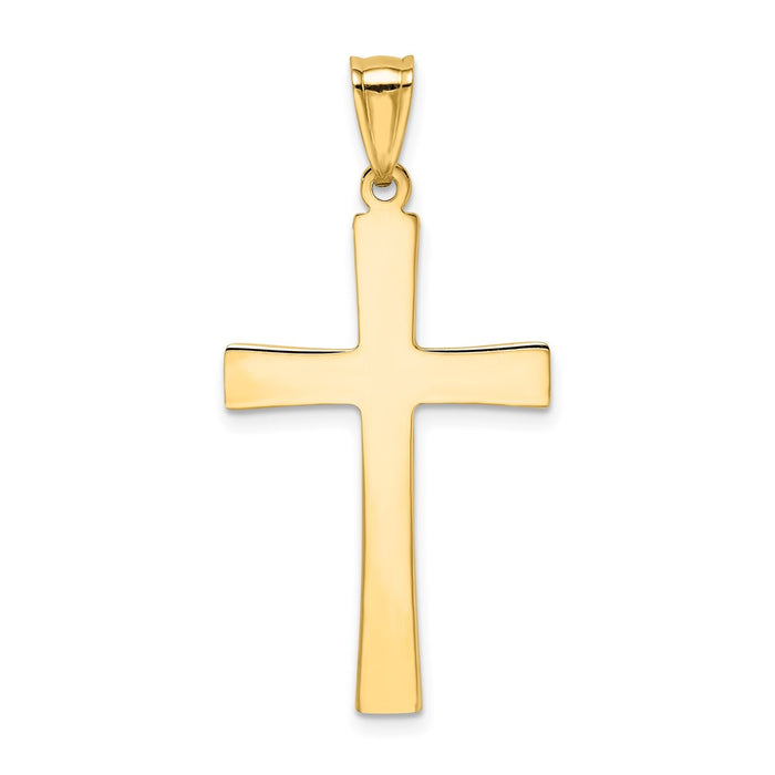 Million Charms 14K Yellow Gold Themed With Rhodium-plated Diamond-Cut Relgious Cross Pendant