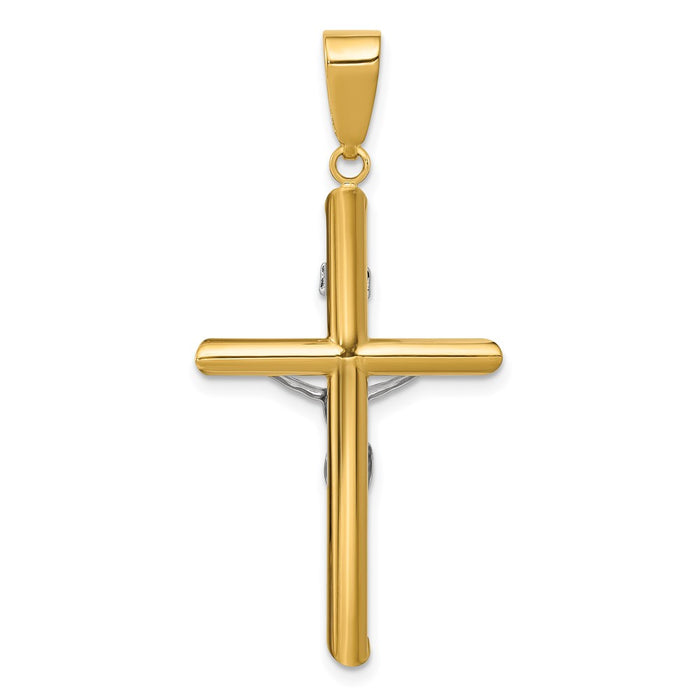 Million Charms 14K Two-Tone Hollow Relgious Crucifix Pendant