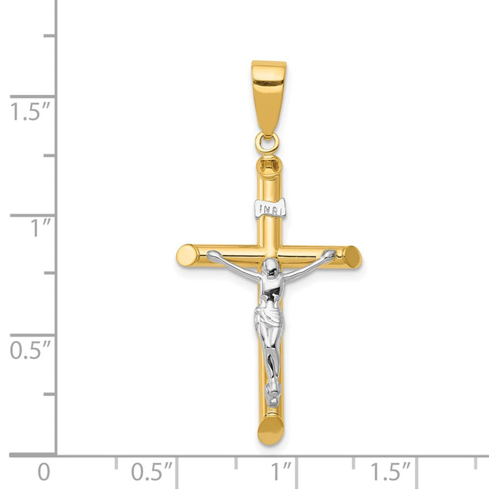 Million Charms 14K Two-Tone Hollow Relgious Crucifix Pendant