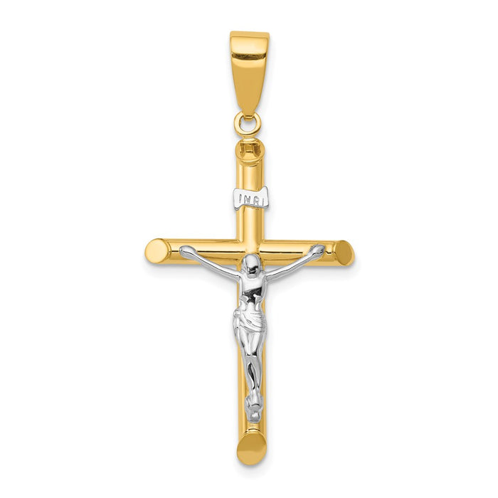 Million Charms 14K Two-Tone Hollow Relgious Crucifix Pendant