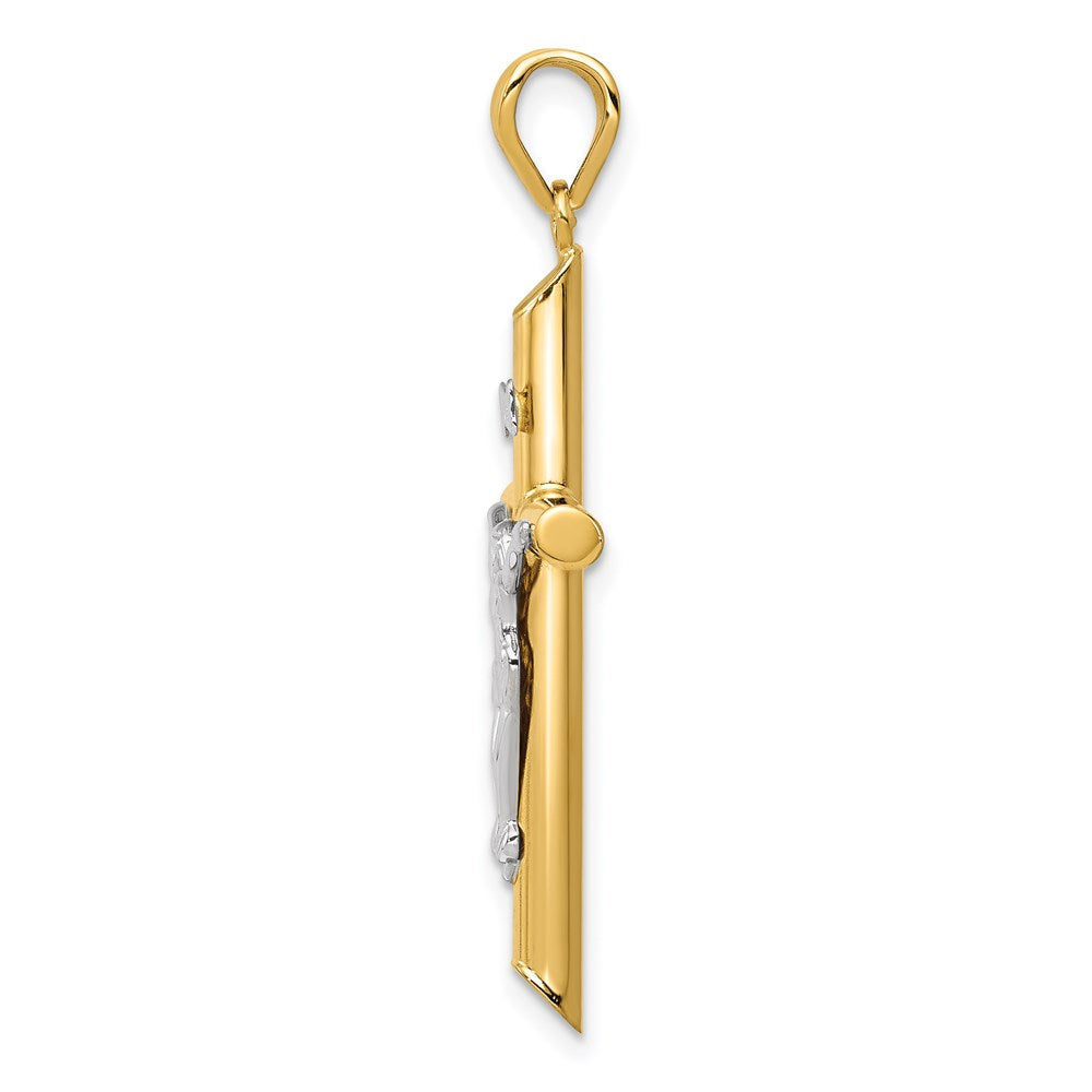 Million Charms 14K Two-Tone Hollow Relgious Crucifix Pendant