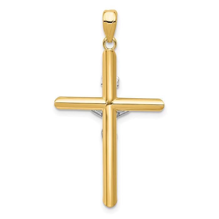 Million Charms 14K Two-Tone Hollow Relgious Crucifix Pendant