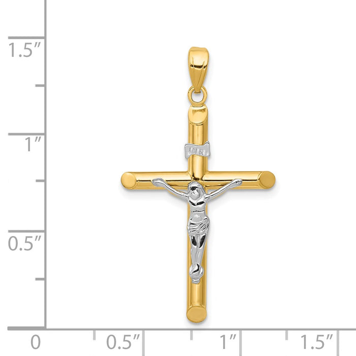 Million Charms 14K Two-Tone Hollow Relgious Crucifix Pendant