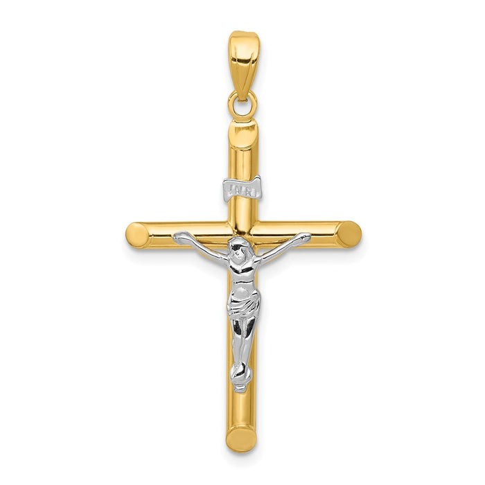 Million Charms 14K Two-Tone Hollow Relgious Crucifix Pendant