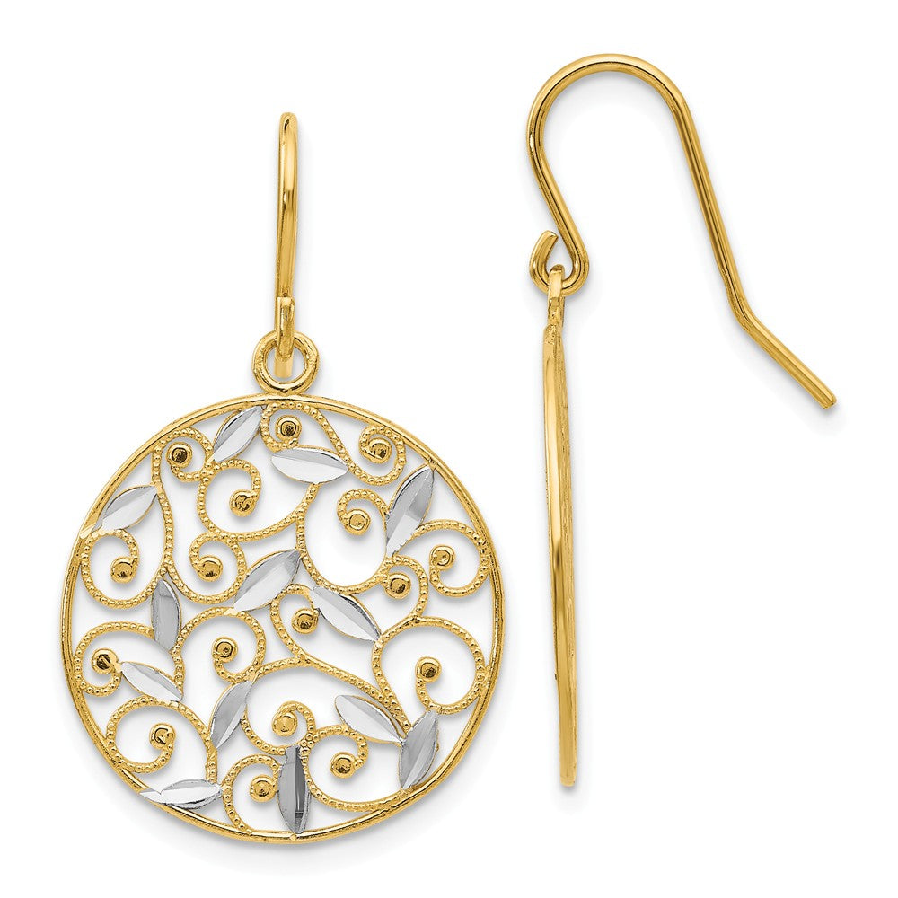 Million Charms 14K & Rhodium Diamond-cut Filigree Circle Wire Earrings, 32mm x 18mm