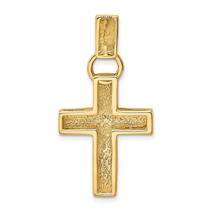 Million Charms 14K Yellow Gold Themed Hollow Relgious Cross Pendant