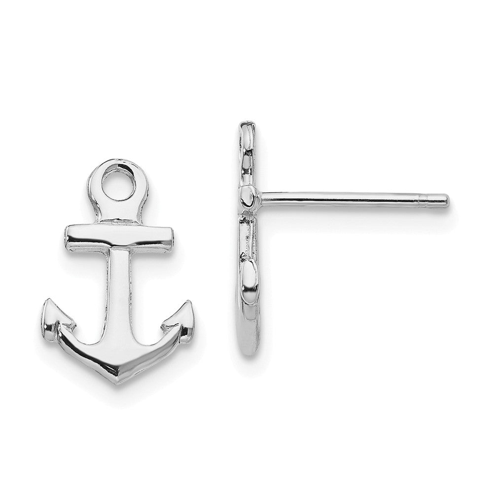 Million Charms 14K White Gold Anchor Post Earrings,