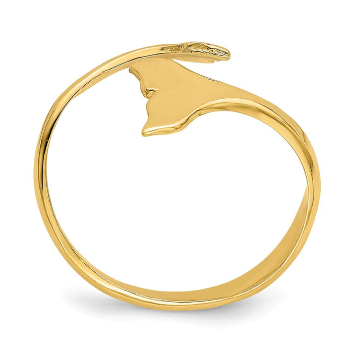 14k Yellow Gold Double Whale Tails Ring, Size: 7