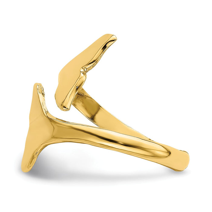 14k Yellow Gold Double Whale Tails Ring, Size: 7