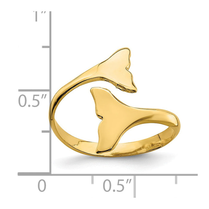 14k Yellow Gold Double Whale Tails Ring, Size: 7