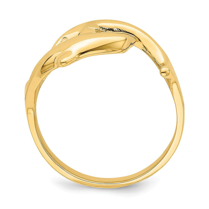 14k Yellow Gold Double Dolphin Ring, Size: 6.5