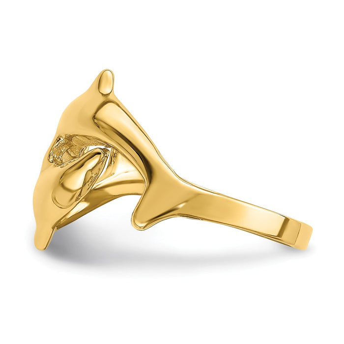 14k Yellow Gold Double Dolphin Ring, Size: 6.5