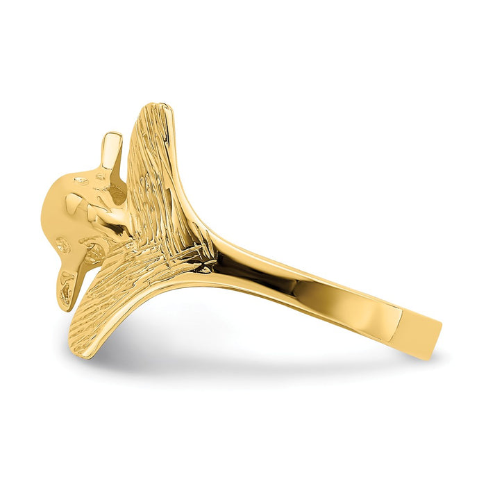 14k Yellow Gold Fan-tailed Dolphin Ring, Size: 7.5