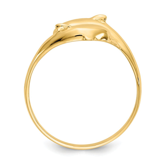 14k Yellow Gold Double Dolphins Ring, Size: 6.5