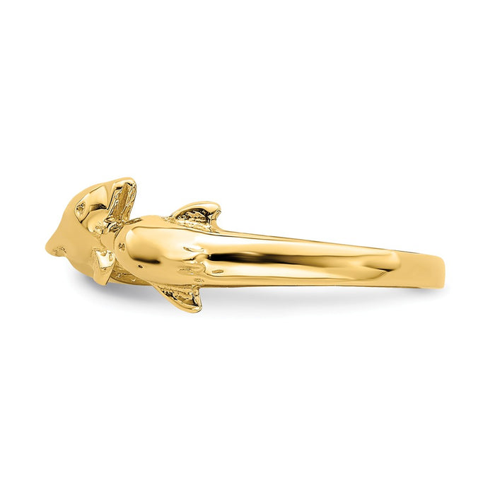 14k Yellow Gold Dolphin Kissing Dolphin Ring, Size: 6.5