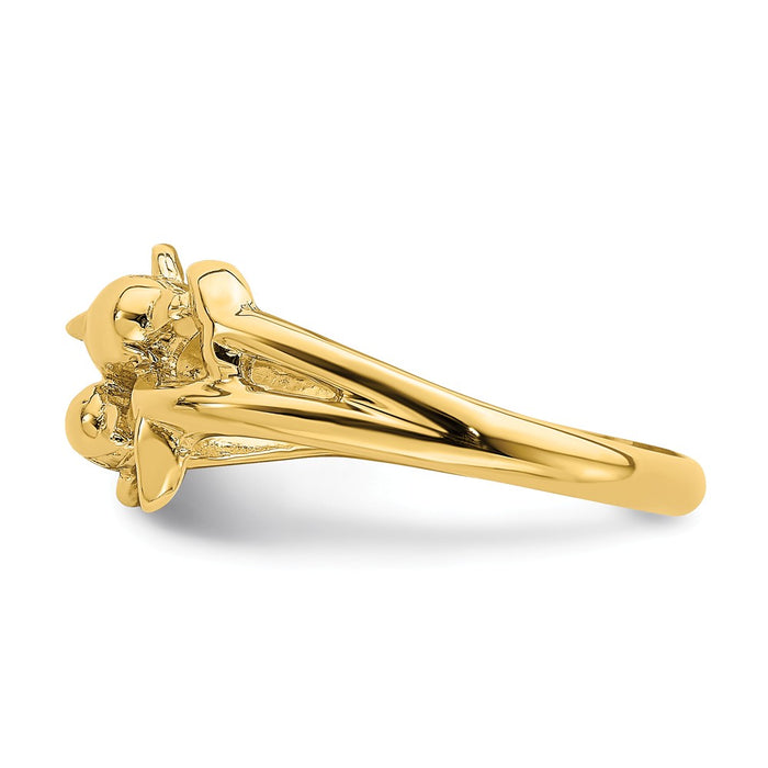 14k Yellow Gold Double Dolphins Ring, Size: 6.5
