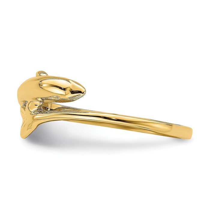 14k Yellow Gold Single Dolphin Ring, Size: 6