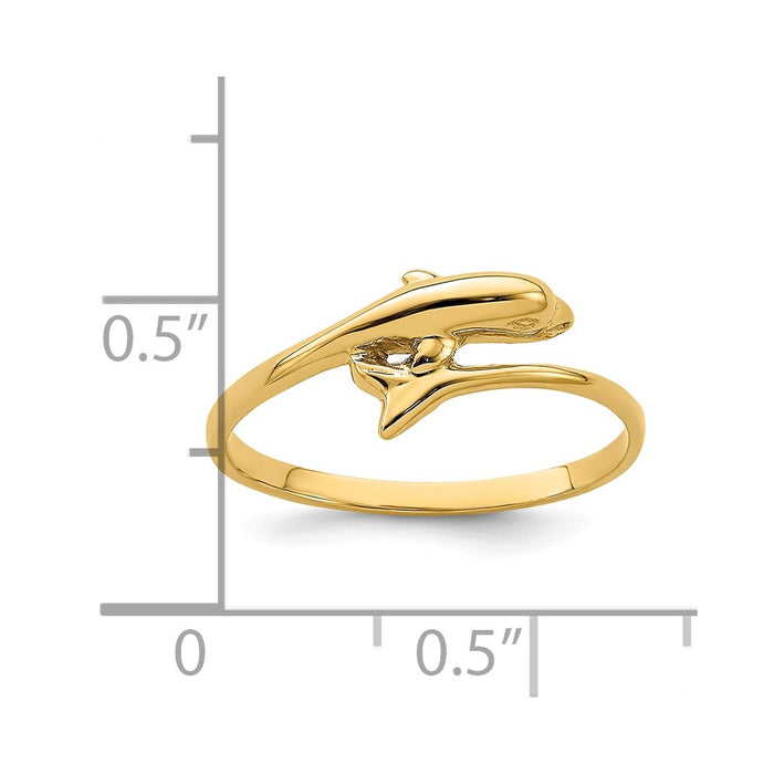 14k Yellow Gold Single Dolphin Ring, Size: 6